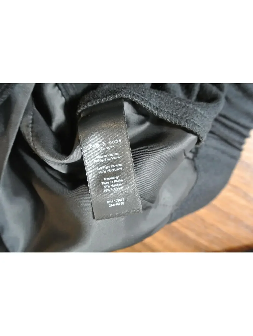 NEW, Rag and Bone Melanie Japanese Wool Pants in Black Sz L #S7537 - Picture 8 of 9